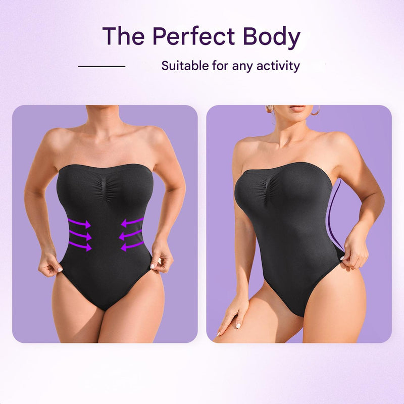 Seamless Strapless Shaping Bodysuit with Brief – Élise-S-State of Style
