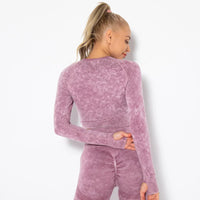 Seamless Women's Yoga Set with Cropped Top - Nova-Burgundy-S-State of Style