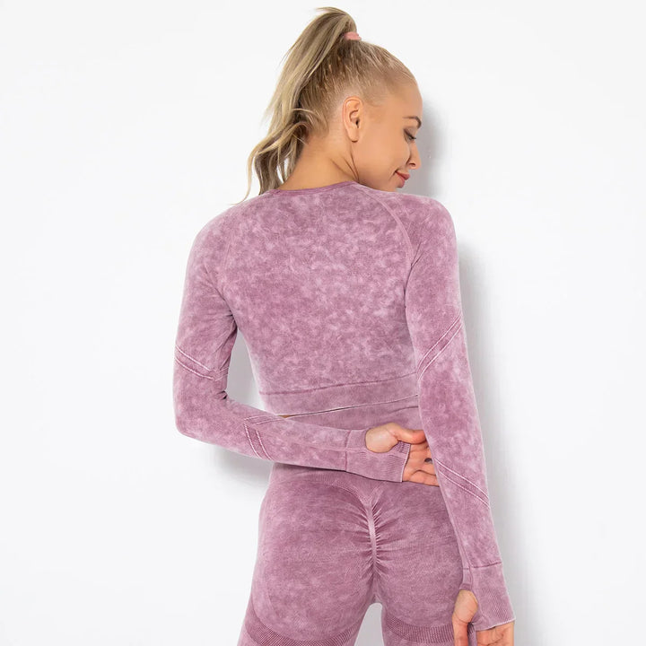 Seamless Women's Yoga Set with Cropped Top - Nova-Burgundy-S-State of Style