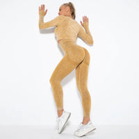 Seamless Women's Yoga Set with Cropped Top - Nova-Burgundy-S-State of Style