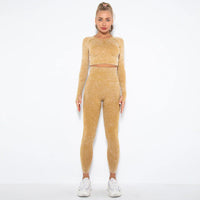 Seamless Women's Yoga Set with Cropped Top - Nova-Yellow-M-State of Style