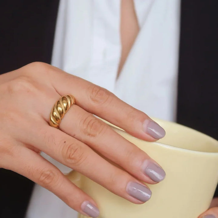 Selene Gold Rope Dome Ring-5-State of Style