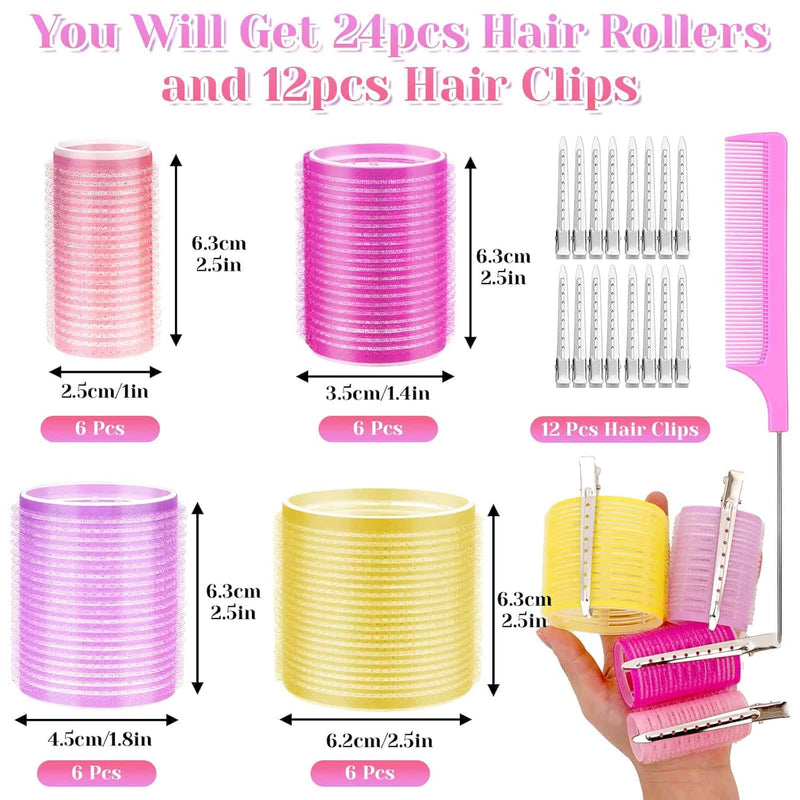 Self-adhesive Hair Rollers Set – Multicoloured Curling Pins-Multicolour A-State of Style