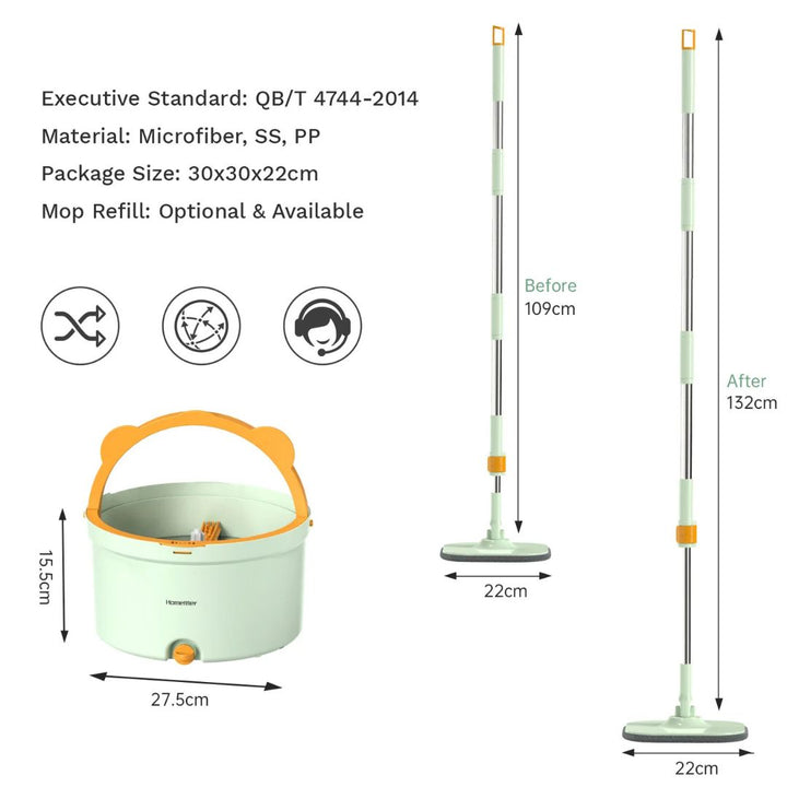 Self-Rotating Flat Mop with Bucket - Spin Mop-Set 1-State of Style