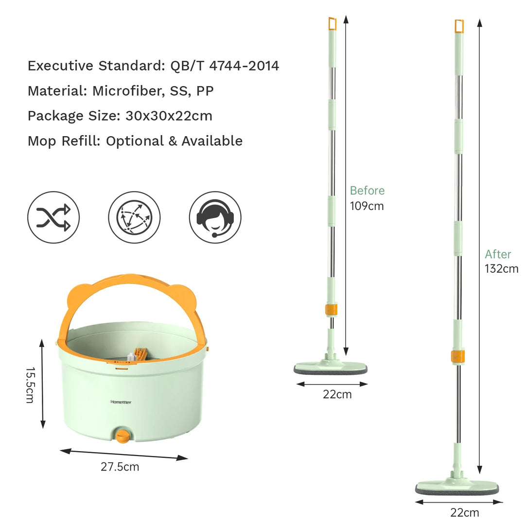 Self-Rotating Flat Mop with Bucket - SpinMop-Set 1-State of Style