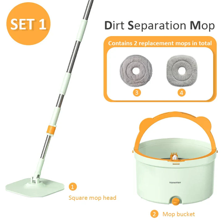 Self-Rotating Flat Mop with Bucket - SpinMop-Set 1-State of Style