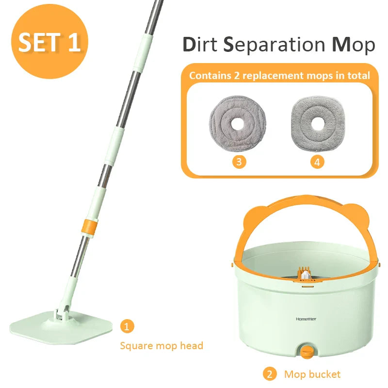 Self-Rotating Flat Mop with Bucket - SpinMop-Set 1-State of Style