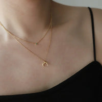 Selina Green Diamond Double Crescent Moon Necklace-State of Style