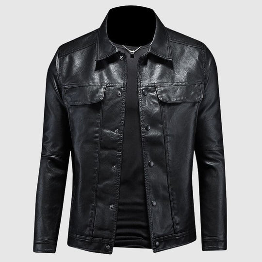Seluego | Men's Leather Motorcycle Jacket-Black-S-State of Style