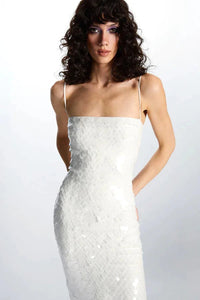 Sequin dress for a Sparkling Evening Look - Amira-Ivory-S-State of Style