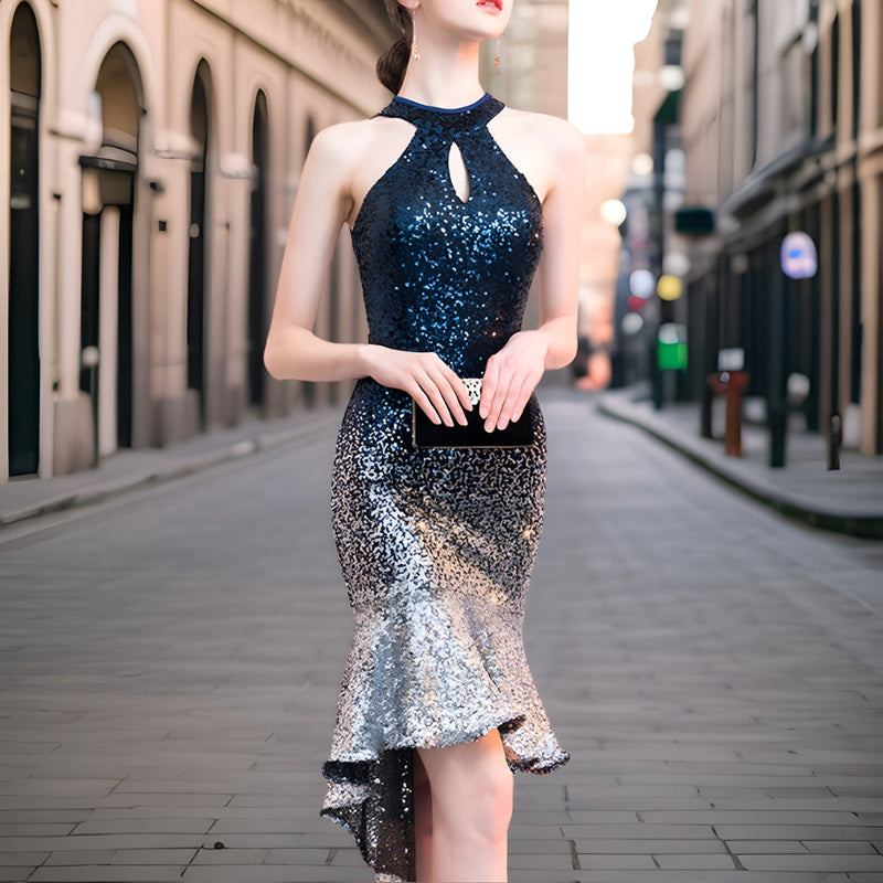 Sequin Mini Dress with Comfort Lining – Saphira-Dark blue-S-State of Style