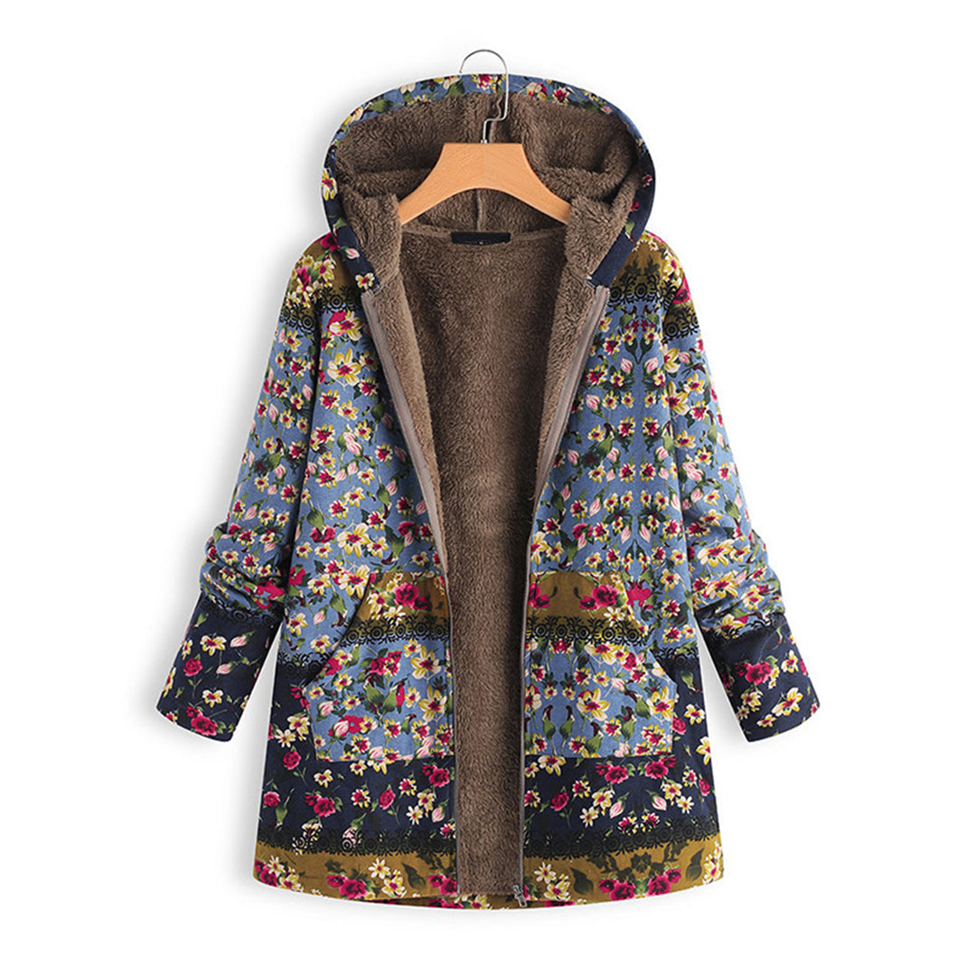 Seraphina Long Women's Teddy Coat with Hood-Blue-S-State of Style