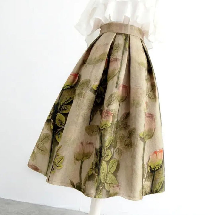 Serena Traditional Skirt – Vintage High-Waisted Embroidered A-Line Skirt-S-State of Style