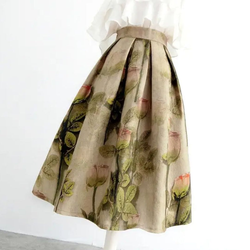 Serena Traditional Skirt – Vintage High-Waisted Embroidered A-Line Skirt-S-State of Style