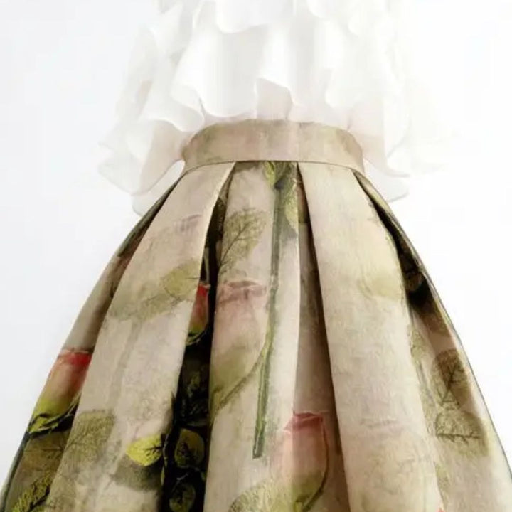 Serena Traditional Skirt – Vintage High-Waisted Embroidered A-Line Skirt-S-State of Style