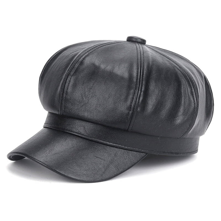 Serene Leather Beret | Stylish and Cool-Black-State of Style