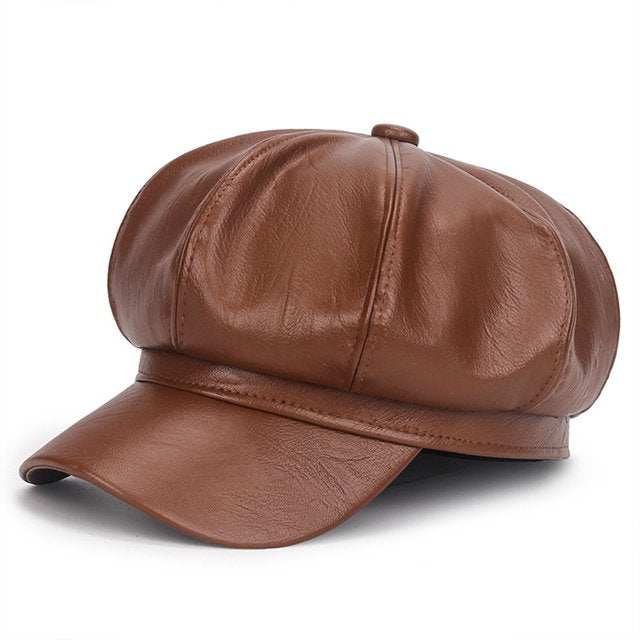 Serene Leather Beret | Stylish and Cool-Coffee-State of Style