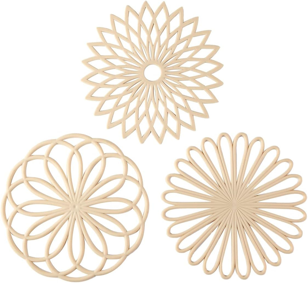 Set of 3 Silicone Coasters: Heat Resistant Heat Pads-Beige-State of Style