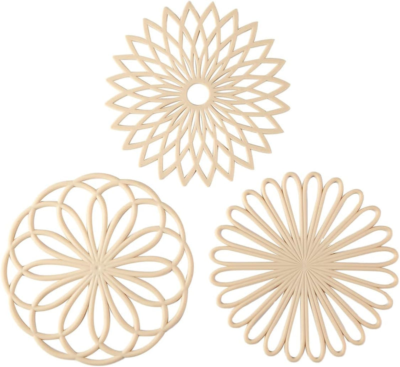 Set of 3 Silicone Coasters: Heat Resistant Heat Pads-Beige-State of Style