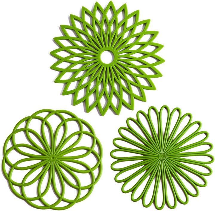 Set of 3 Silicone Coasters: Heat Resistant Heat Pads-Green-State of Style