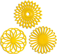 Set of 3 Silicone Coasters: Heat Resistant Heat Pads-Yellow-State of Style