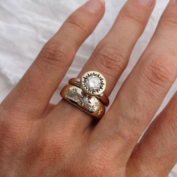 Set of Vintage Crystal Rings in Gold – Ziva-6-State of Style