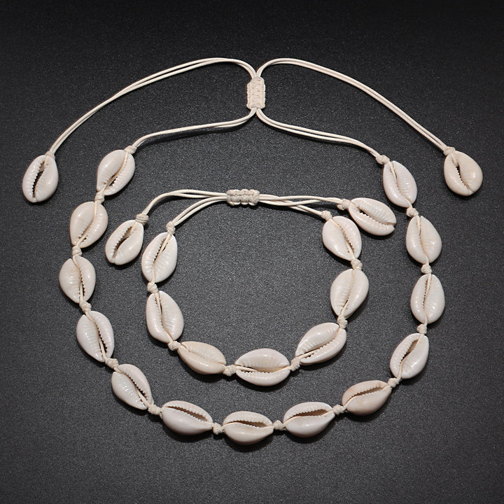 Shell Band | Shell Necklace & Bracelet-Classic (Natural Shell Colour - White/Cream)-State of Style