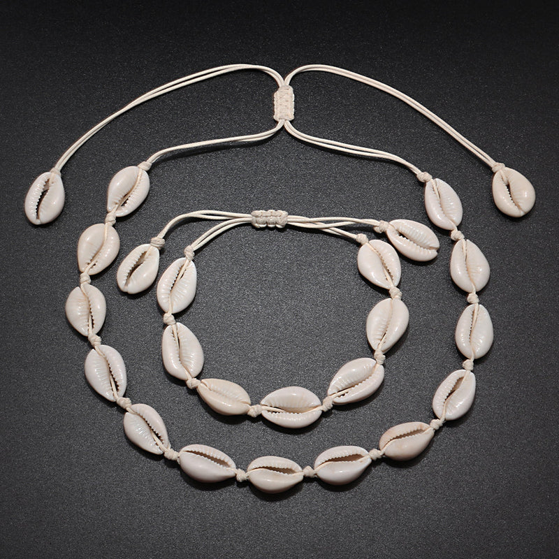 Shell Band | Shell Necklace & Bracelet-Classic (Natural Shell Colour - White/Cream)-State of Style