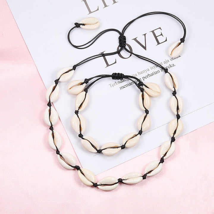 Shell Band | Shell Necklace & Bracelet-Classic (Natural Shell Colour - White/Cream)-State of Style