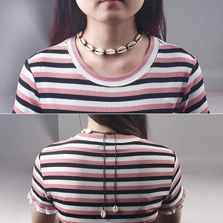 Shell Band | Shell Necklace & Bracelet-Classic (Natural Shell Colour - White/Cream)-State of Style