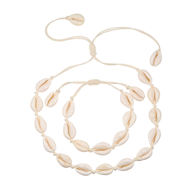 Shell Band | Shell Necklace & Bracelet-Classic (Natural Shell Colour - White/Cream)-State of Style