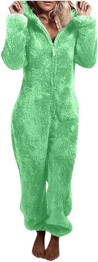 Sherpa Fuzzy Onesie with Hood - CozyCat-Mintgreen Limited-S-State of Style