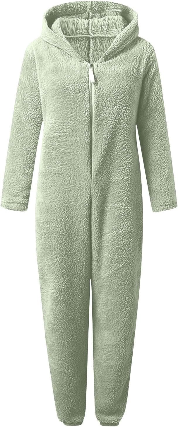 Sherpa Fuzzy Onesie with Hood - CozyCat-Olive green-S-State of Style
