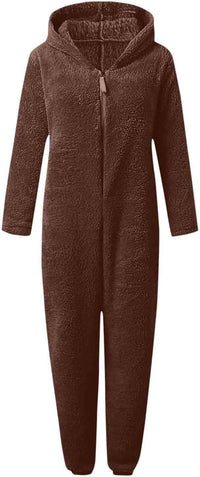 Sherpa Fuzzy Onesie with Hood - CozyCat-Olive green-S-State of Style