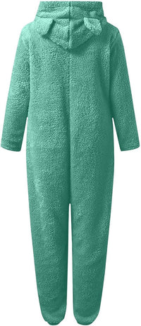 Sherpa Fuzzy Onesie with Hood - CozyCat-Olive green-S-State of Style