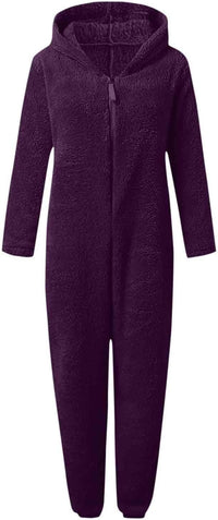 Sherpa Fuzzy Onesie with Hood - CozyCat-Olive green-S-State of Style