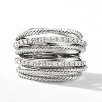 Shimmering Office Silver Rings | Elegant Statement Jewellery-Black Diamonds-8-State of Style