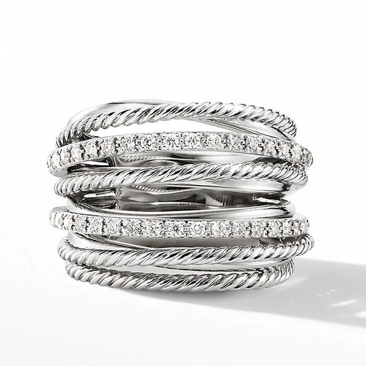 Shimmering Office Silver Rings | Elegant Statement Jewellery-Black Diamonds-8-State of Style