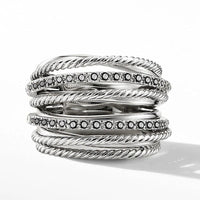 Shimmering Office Silver Rings | Elegant Statement Jewellery-Black Diamonds-8-State of Style
