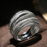 Shimmering Office Silver Rings | Elegant Statement Jewellery-White Diamonds-8-State of Style
