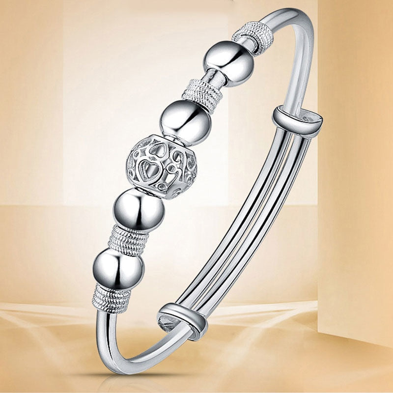 SHIMMERING SILVER LUCK BEAD BRACELET-State of Style