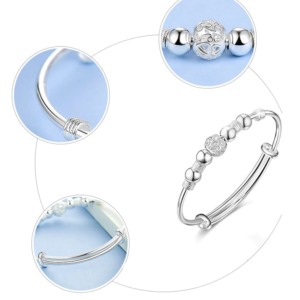 SHIMMERING SILVER LUCK BEAD BRACELET-State of Style