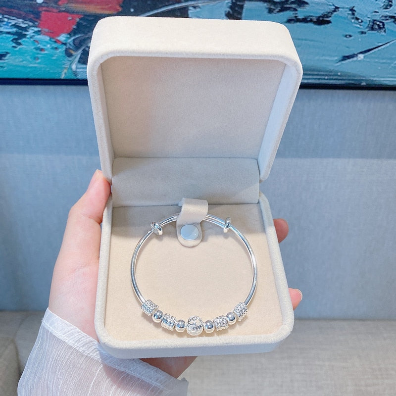 SHIMMERING SILVER LUCK BEAD BRACELET-State of Style