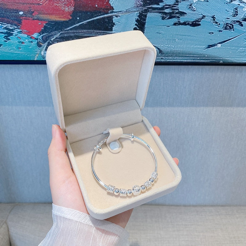 SHIMMERING SILVER LUCK BEAD BRACELET-State of Style