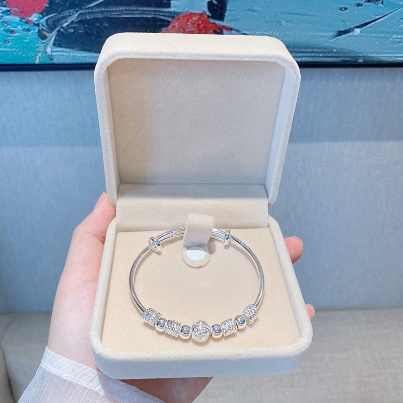 SHIMMERING SILVER LUCK BEAD BRACELET-State of Style