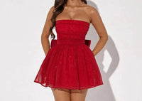 Shiny & Breathable Short Women's Party Dress – Leona-Red-XS-State of Style