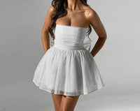 Shiny & Breathable Short Women's Party Dress – Leona-White-XS-State of Style