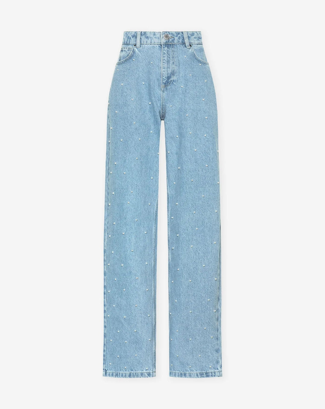 Shiny Denim Jeans - StarStruck-Light Blue Pearls-S-State of Style