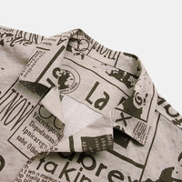 Shirt with Newspaper Print and Button Closure - Milo-Black-S-State of Style