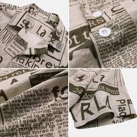 Shirt with Newspaper Print and Button Closure - Milo-Black-S-State of Style